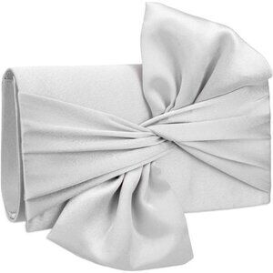 Bow Clutch for Women Grey Silver